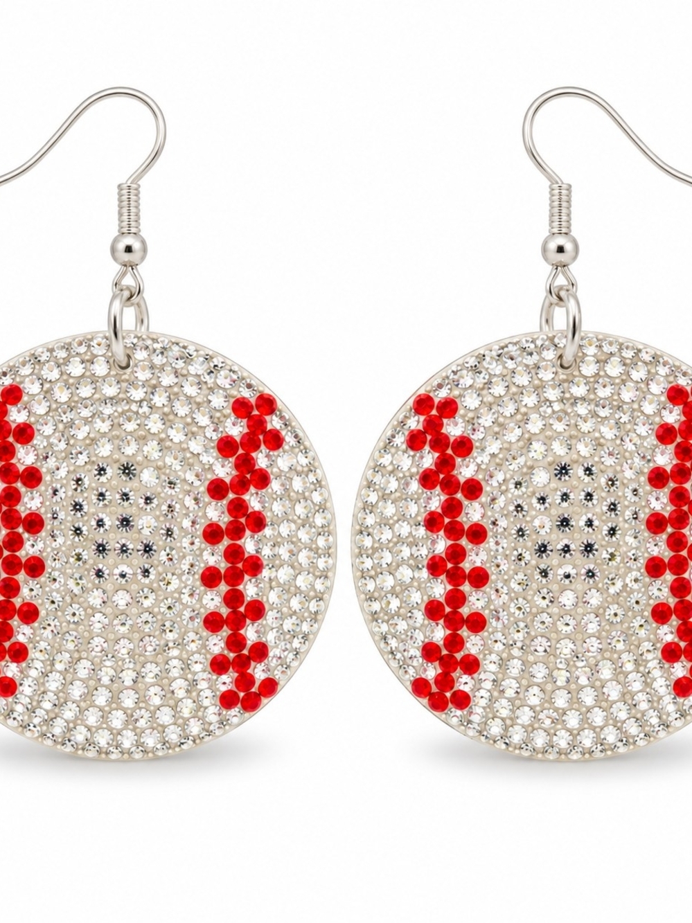 Earrings - Crystal Baseball Stripe Drop